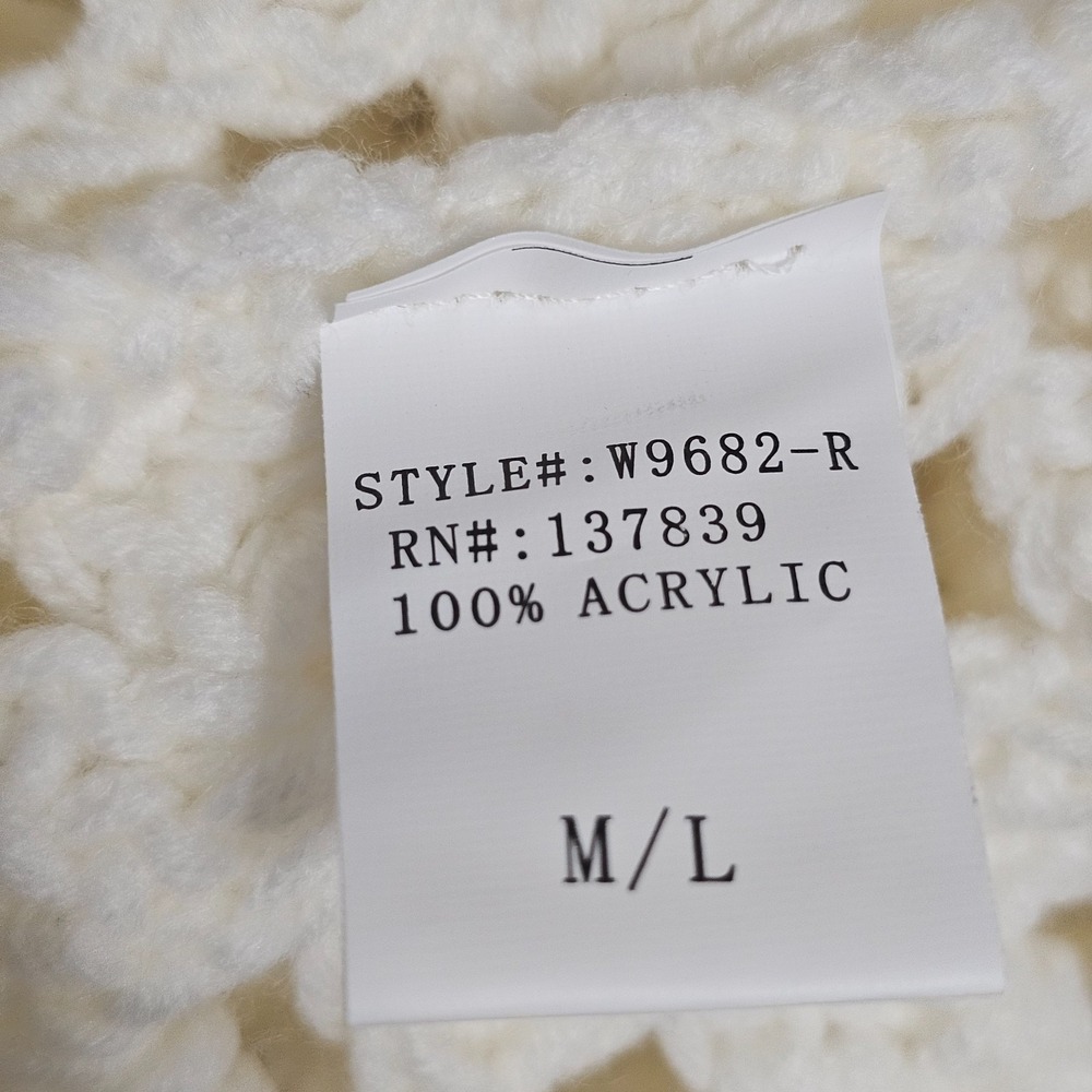 Dreamers Crochet Top Blouse Medium/Large White Long Balloon Sleeves Cropped 1047 - Picture 8 of 10